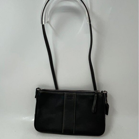 Coach  7578 BLACK LEATHER ADJUSTABLE STRAP ZIP TOP LINED CROSSBODY B - Picture 5 of 8